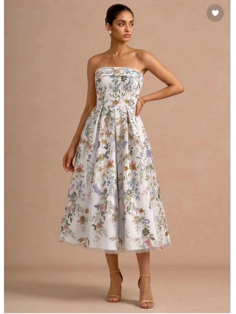 Azazie Atelier: Evangeline White Midi Floral Dress (Size 8, NWT, Custom)